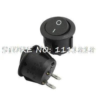 2 Шт. Pin SPST Вкл/Выкл Круглый Rocker Switch ПЕРЕМЕННОГО ТОКА 6A/250 В 10A/125 черный|on/off rocker