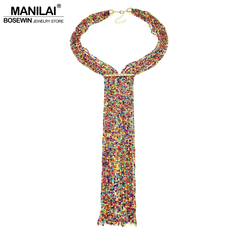 Женское длинное ожерелье с бусинами MANILAI богемное украшение ручной работы 11
