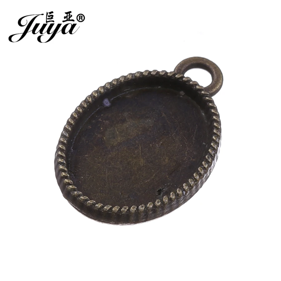 

JUYA 15pcs 18x13mm Inner Size Retro Cameo Cabochon Base Blank Setting Pendant Necklace for Jewelry Making DIY Accessories