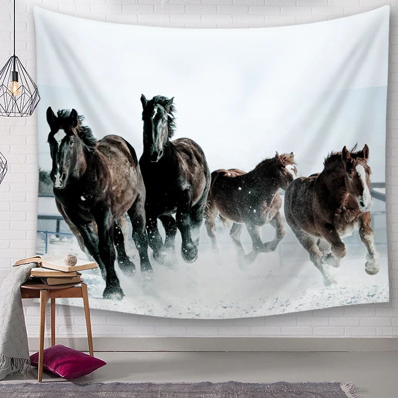 Гобелен с изображением коня на стене хиппи гобелен Бохо богемный декор в