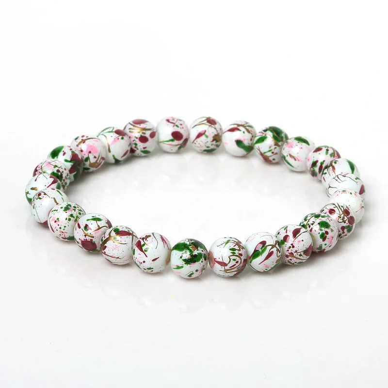 1 шт./лот 8 мм разные цвета узор стеклянные бусины браслет лучший друг подарок