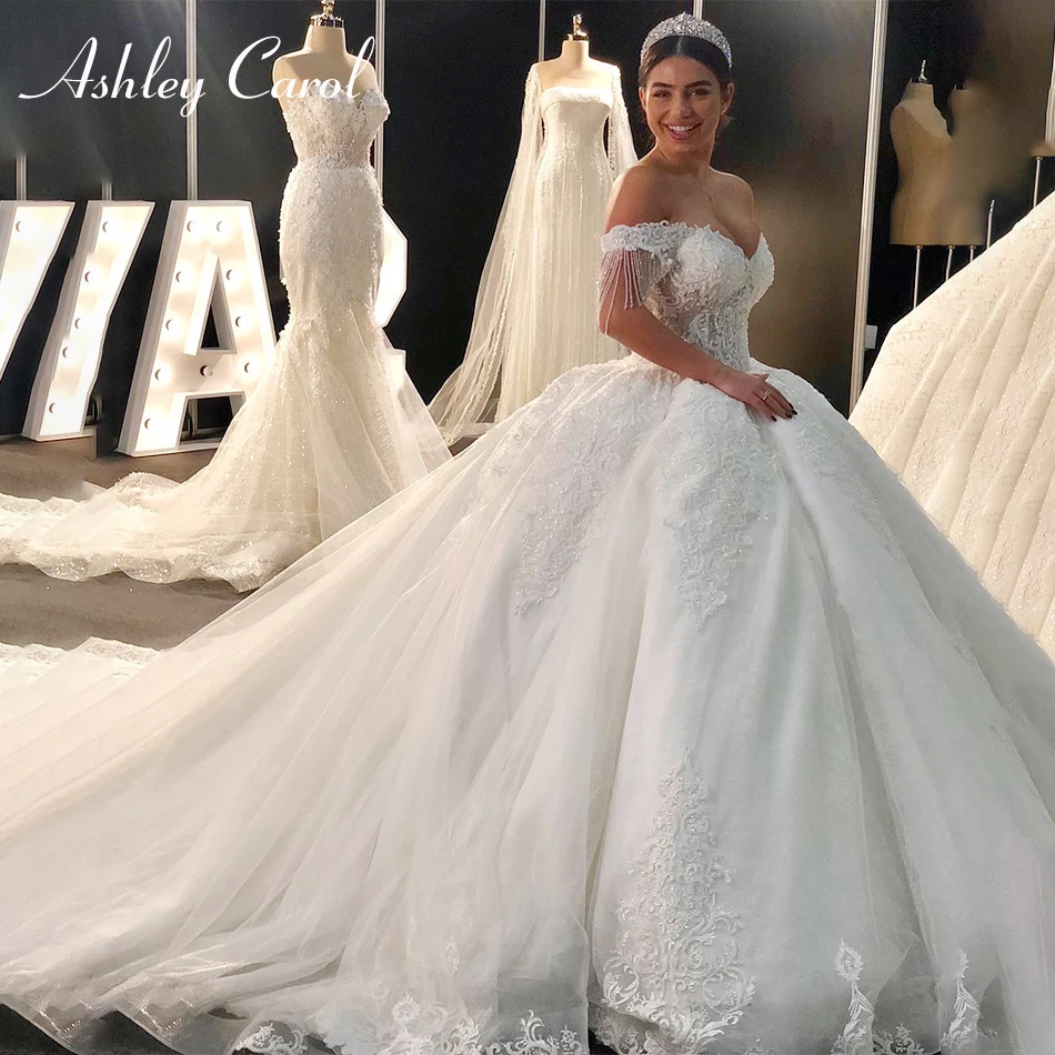 

Shley Carol роскошное бальное платье, свадебные платья для женщин, 2023, Королевский поезд, бисерные кружева, принцесса, свадебное платье, Vestidos De Novia