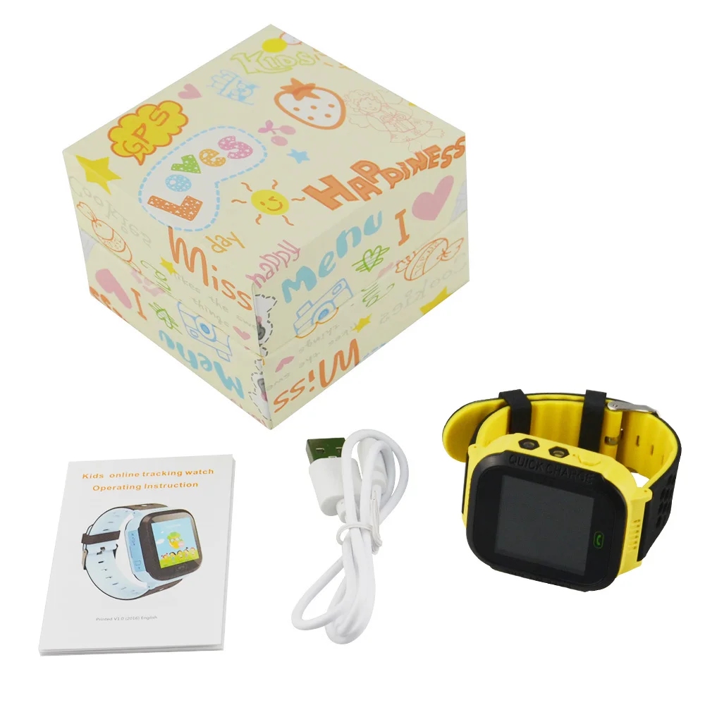 Yellow with Box Лидер продаж, gps трекер Y21S, детские gps часы, трекер, детский фонарик, камера, сенсорный экран, SOS, расположение вызова, детские часы, умные наручные часы - Цвет: Yellow with Box