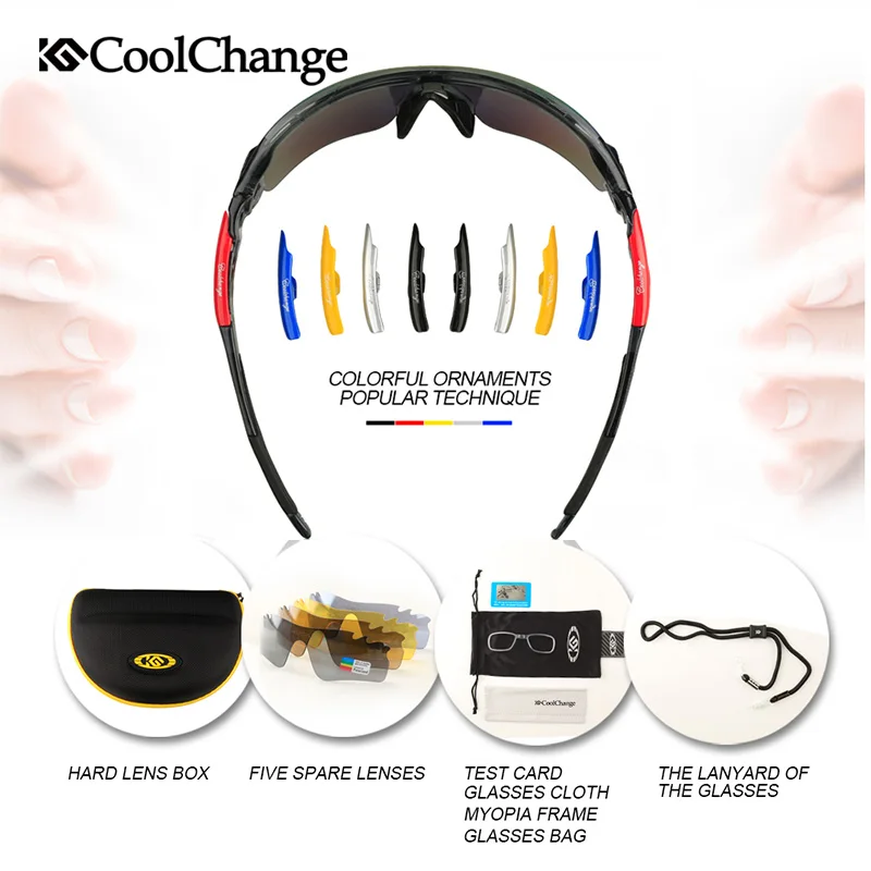 CoolChange поляризационные спортивные солнцезащитные очки для велоспорта, очки для горного велосипеда, защитные очки для велосипеда, очки с 5 линзами, аксессуары