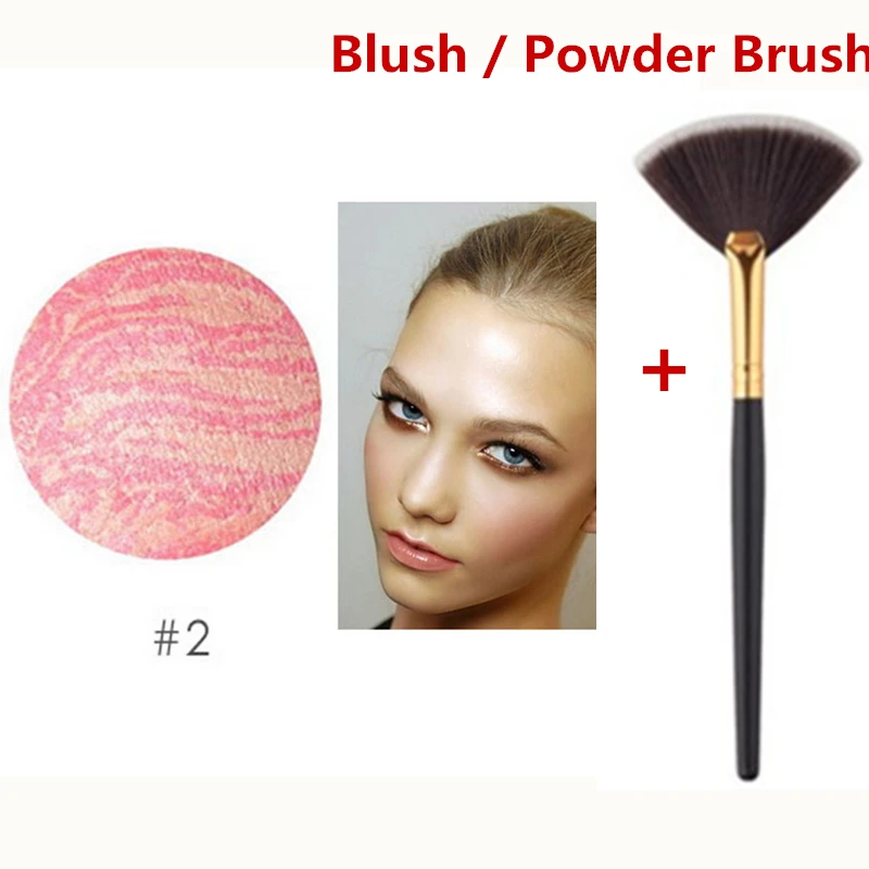 2 with blush brush FOCALLURE макияж Запеченные Румяна 6 цветов Профессиональный щек бронзатор Blushe Высокое качество Макияж Красота Новая мода косметика - Цвет: 2 with blush brush