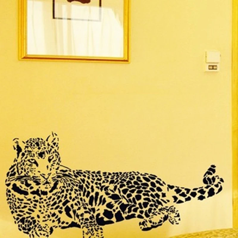 Модные черные ПВХ наклейки на стену Гепард Леопард 3D Съемные Наклейки стены