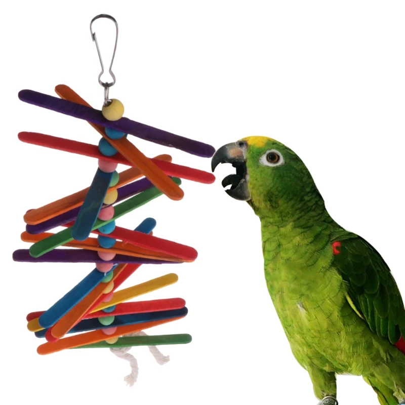 Попугай Игрушка красочные деревянные эскимо бусины птица качели Радуга висячая