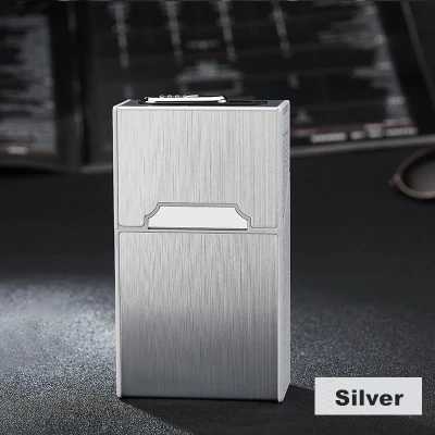 Silver Dual Arc USB Зажигалка Водонепроницаемая 20 шт сигаретная коробка с табаком плазменная Зажигалка чехол для сигарет электронные гаджеты для мужчин - Цвет: Silver