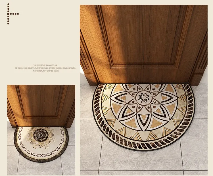 Multi-function short hair semicircle shaped floor mat, door mat,cute bathroom mat, Retro vintage decoration ground mat