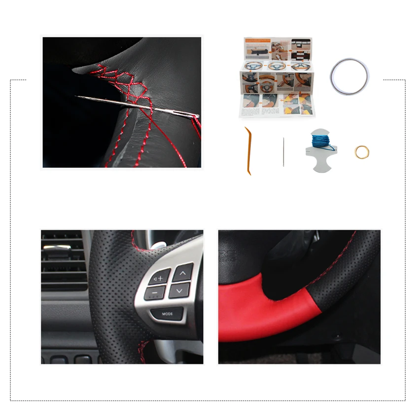 MEWANT черный красный кожаный чехол руль для Mitsubishi Lancer X 10 2007 2015 Outlander 2006 2013 ASX 2010 Colt