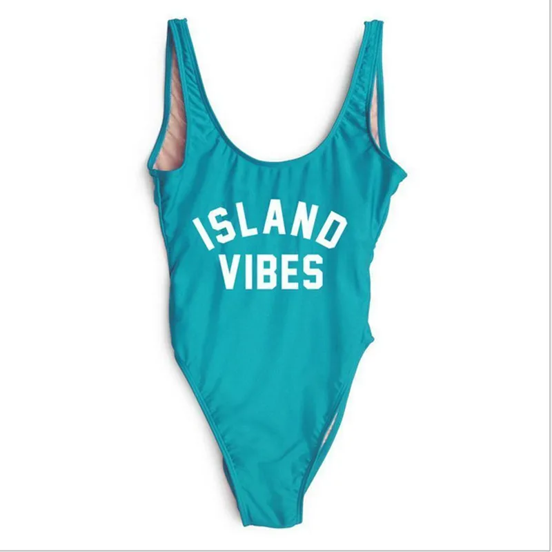 Для женщин Island Vibes Смешные Одна деталь купальник спортивная одежда с высокой купальники бикини Калифорния Черный боди пляжная одежда Maillot De Bain