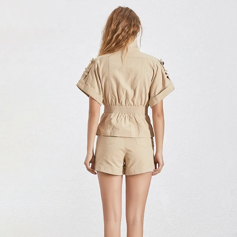 TWOTWINSTYLE однотонный летний комплект из двух предметов для женщин водолазка с