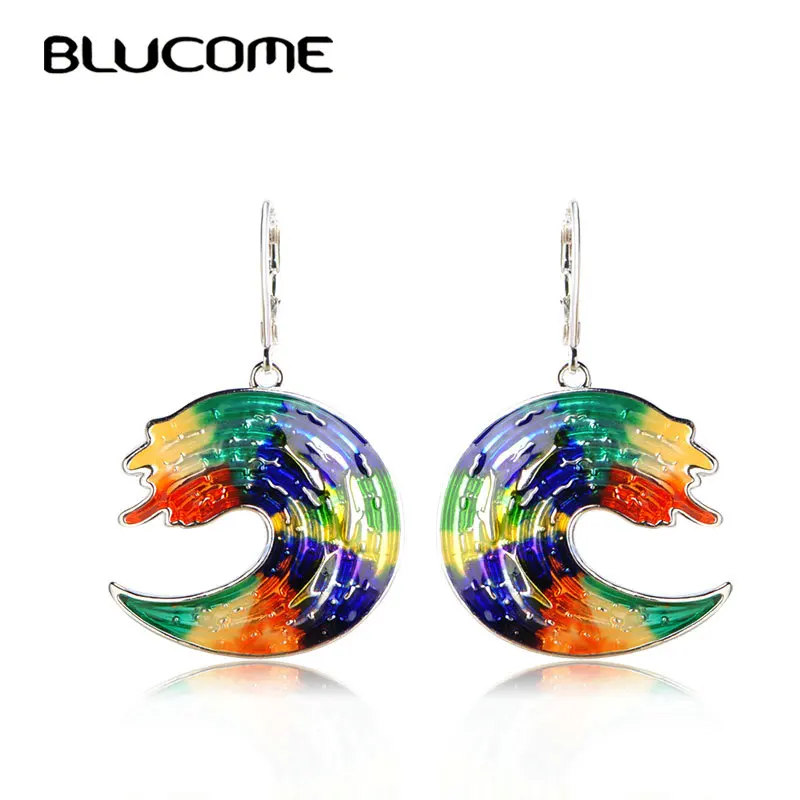 Женские серьги-капельки Blucome серьги из сплава с голубой эмалью вечерние