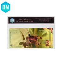 world cup 2018 russian color gold banknote gold 999999 russia 100 ruble currency note with coa frame for business gifts