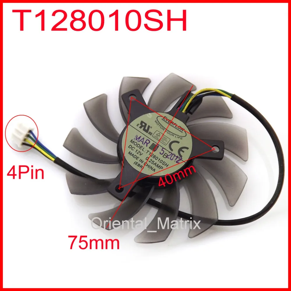 

DC BRUSHLESS FAN T128010SH 12V 0.25A 75mm 40x40x40mm For ASUS GTX560 HD5870 Graphics Card Cooling Fan 4Wire 4Pin