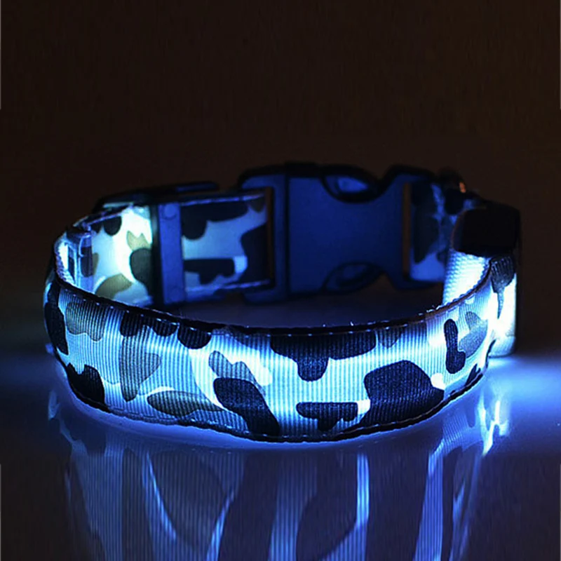 Нейлон светодиодный ошейник для домашних животных с камуфляжным принтом ночной