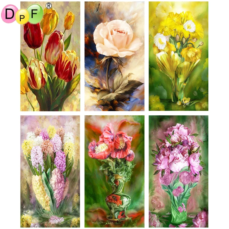 

DPF «сделай сам» 5D полная круглая алмазная живопись Цветочная серия Алмазная вышивка магический куб Вышивка крестом мозаика домашний декор ...