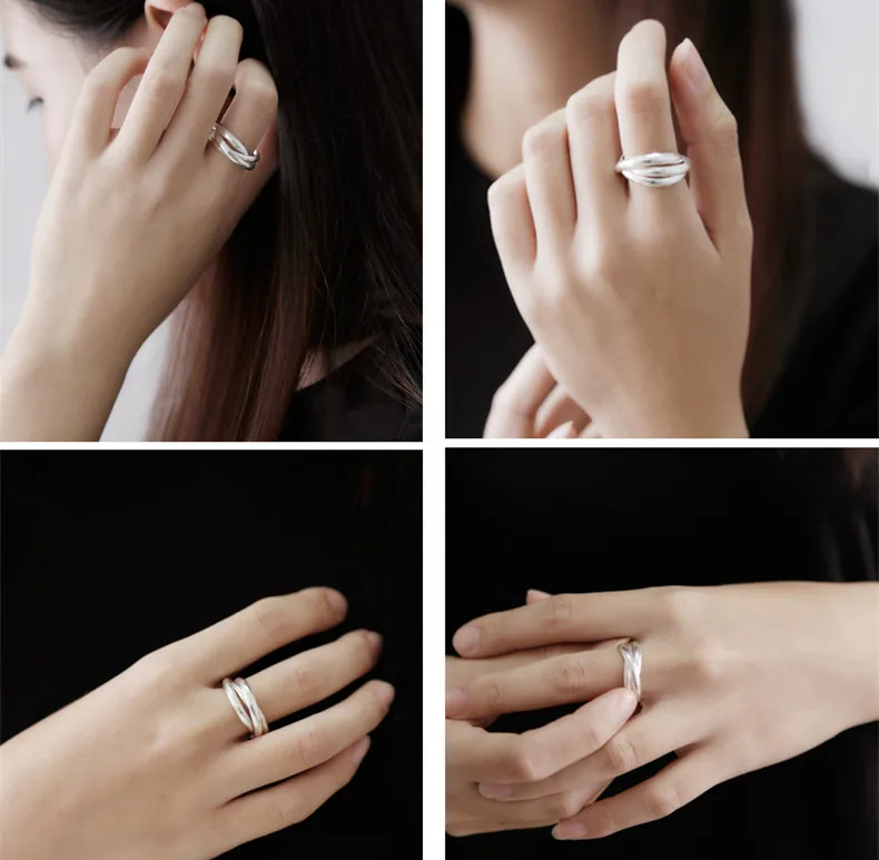 

Uglyless Real S990 Silver Multi Circles Finger Rings Unisex Personalized Glossy Ring Simple Fashion Handmade Fine Jewelry Bijoux