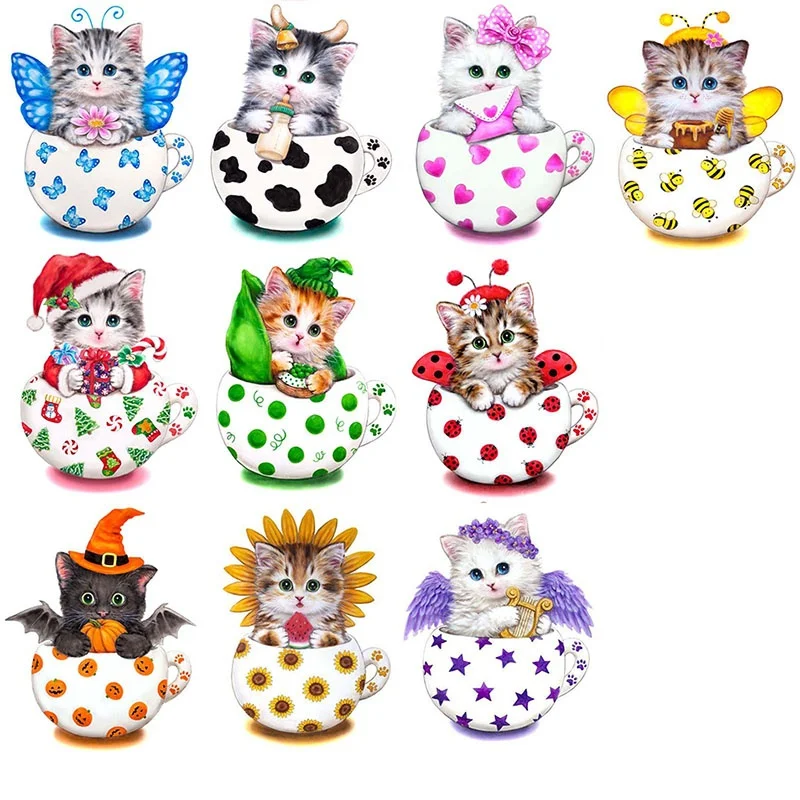 DIY 5D Алмазная мозаика мультяшная чашка кошки ручная работа алмазная живопись