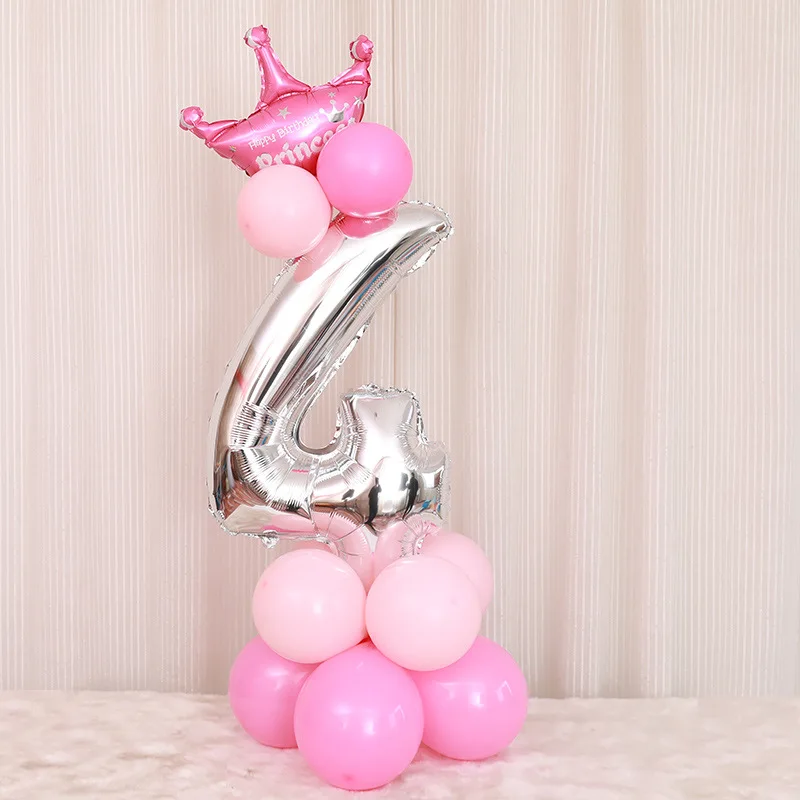 16PCS/lot 32inch Silver Number Foil Balloons Digit air Birthday Balloon Kids Birthday Party wild one Decorations Figure - Цвет: Rose 4