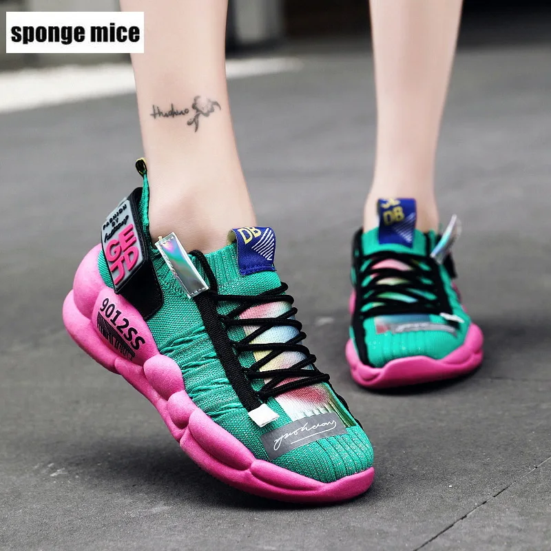 Новинка; женская спортивная обувь; разноцветная Тканевая обувь; zapatos de mujer; кроссовки на платформе; женская дизайнерская обувь; A71