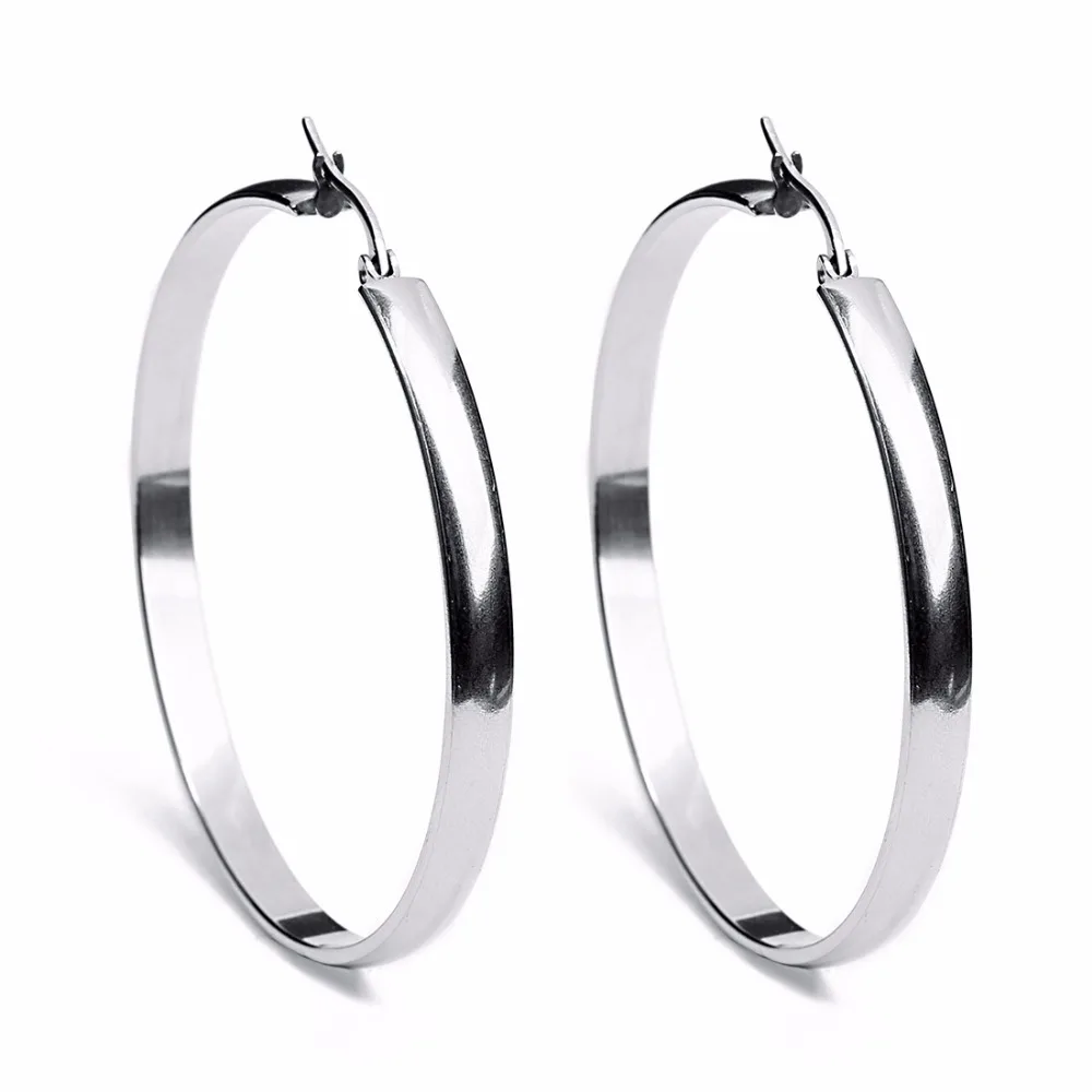 4 размера/набор круглые большие серьги для женщин кольца из нержавеющей стали