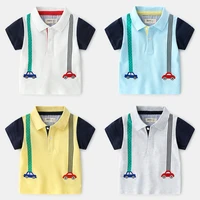 summer boys polo shirt cartoon car short sleeve polo shirt for boy lapel solid tops cotton shirt for kids