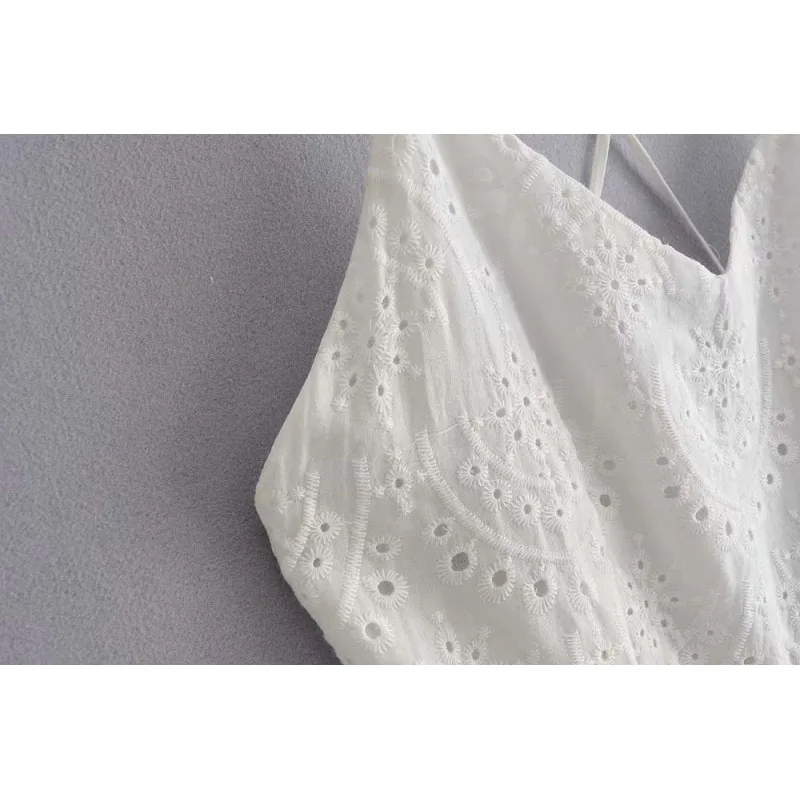 Летние выходные пляж платье Для женщин-s одноцветное цветочные Вышитые пикантные