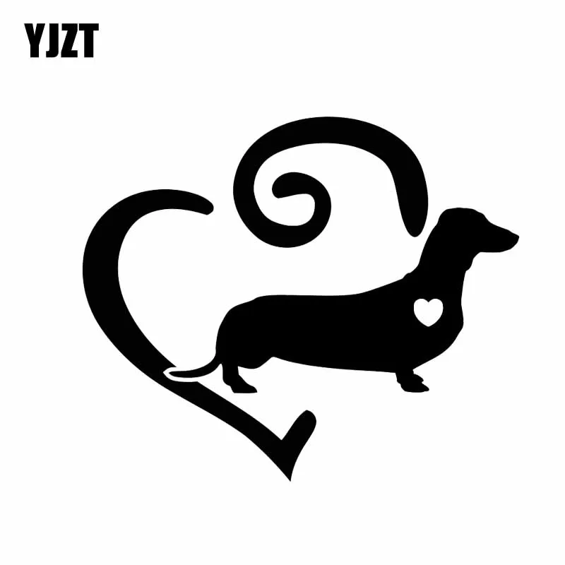 YJZT 16 см * 13 4 Такса Doxie Love Heart виниловый автомобильный Стайлинг стикер