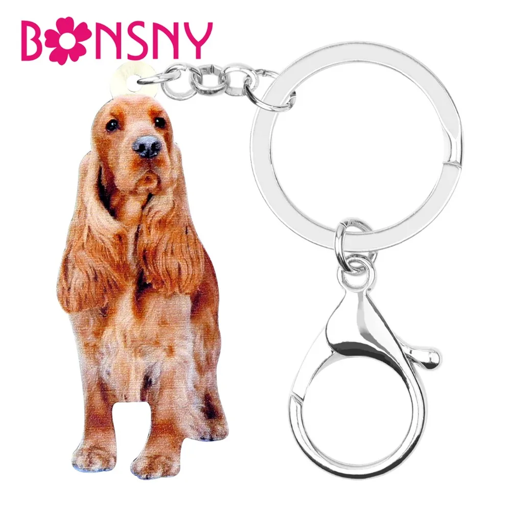 

Bonsny Statement Acrylic Cocker Dog Key Chains Keychain Keying Fashion Animal Jewelry For Women Girls Teens Gift Decoration