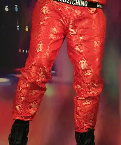 trousers Модный мужской певец DJ китайский стиль вышитый золотой дракон бейсбольный костюм S-6XL! Клубное платье большого размера - Цвет: trousers