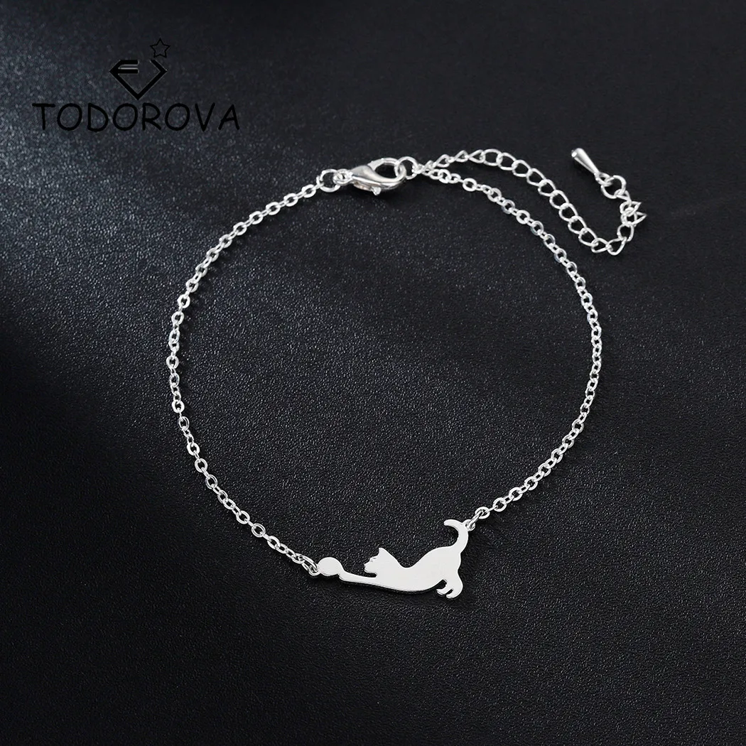 Todorova хит продаж озорной кот регулируемый браслет с шармами милый фигуркой