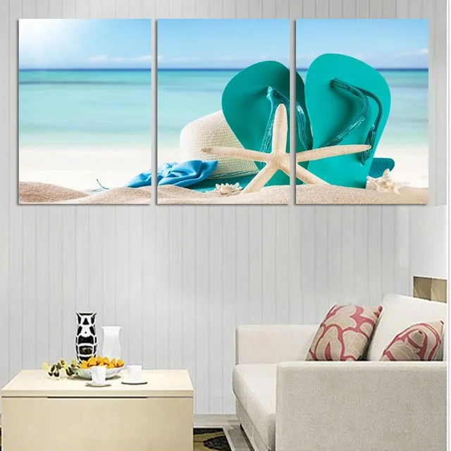 Большая Пляжная накидка 3 панели Современная Настенная живопись украшения для