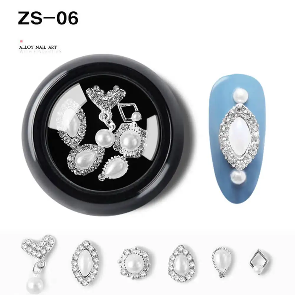 ZS-06 1 упаковка, Рождественский 3d дизайн, Стразы для ногтей, хрустальные металлические шпильки, Ювелирное кольцо для ногтей, корона, бант, маникюр, сделай сам, украшение для ногтей - Цвет: ZS-06