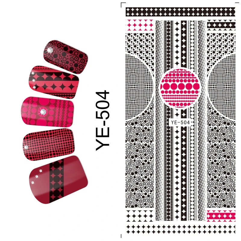 

WATER DECAL NAIL STICKER BLACK LACE CHESS BOARD STARS COBBLE STONE ABSTRACT PATTERN YE504-509