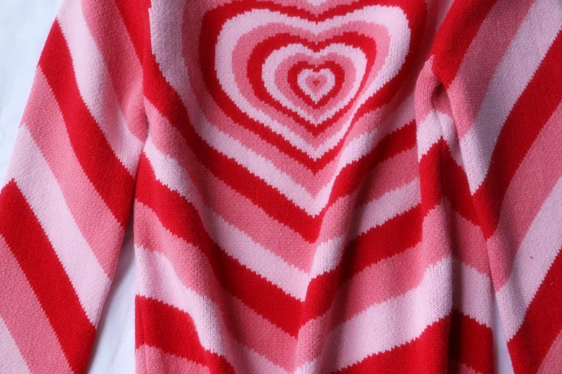 Свитер с надписью «Love» розовый красный блок женская осень ленивый оаф Радуга макет шеи Красный пуловер трикотажная рубашка