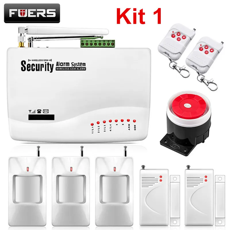 Fuers русская Голосовая Беспроводная GSM сигнализация двойная антенна Pet PIR датчик движения Детектор дыма Беспроводная охранная сигнализация