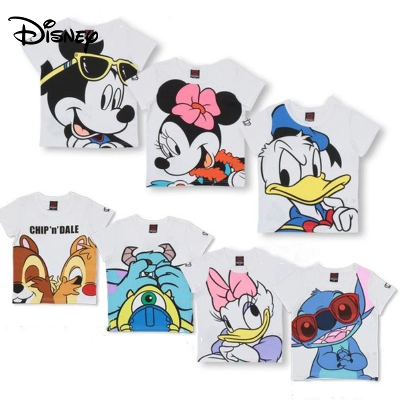 Disney Minnie mouse футболка с мультяшным рисунком для мальчиков и девочек хлопковая