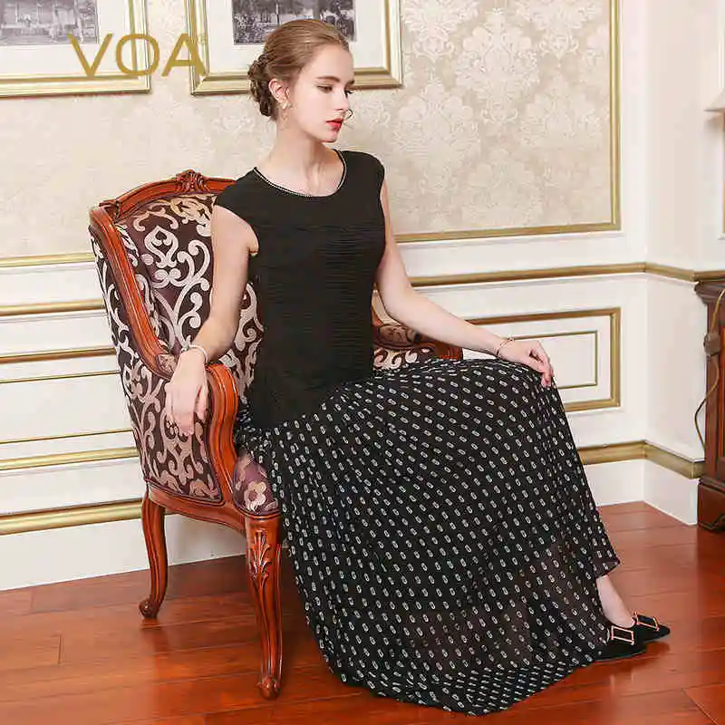 Воа черные шелковые галстуки в горошек платье Бисер Тонкий туника с длинными