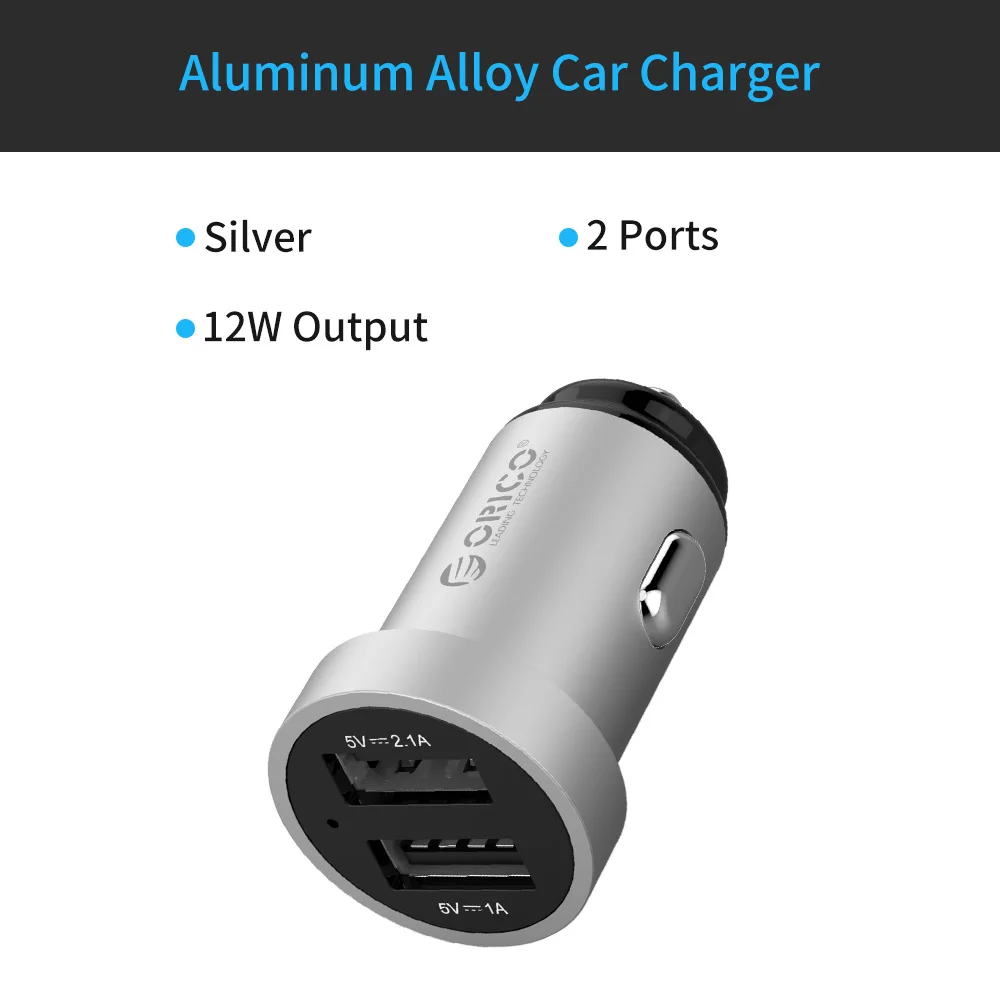 ORICO USB Автомобильное зарядное устройство для мобильного телефона 5V2. 1A 5V1A умный автомобильный адаптер для зарядного устройства для samsung Xiaomi huawei Phone Tablet - Тип штекера: UPH 12W Silver