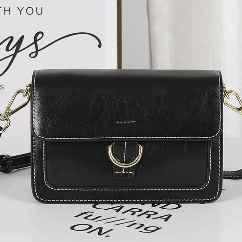 Женская сумка Кроссбоди из воловьей кожи контрастного цвета Повседневная