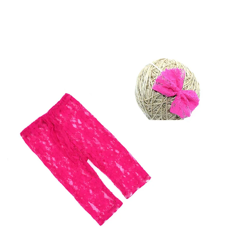 Кружевные штаны для новорожденных девочек и мальчиков + повязка на голову с