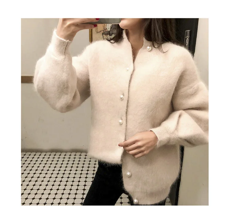 Женский Теплый свитер в стиле ретро с жемчужными пуговицами для зимы|Джемпера| |