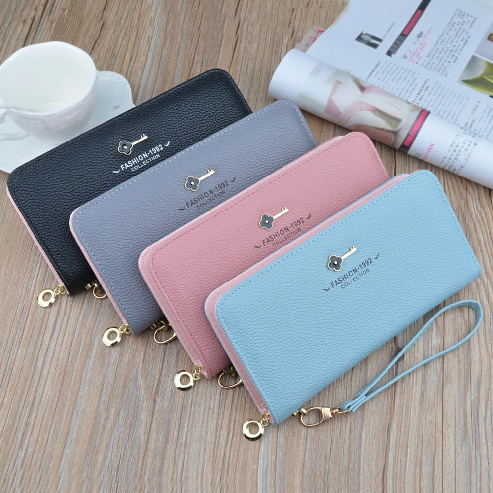 Длинный большой кожаный кошелек для женщин телефона сумка денег с отделением