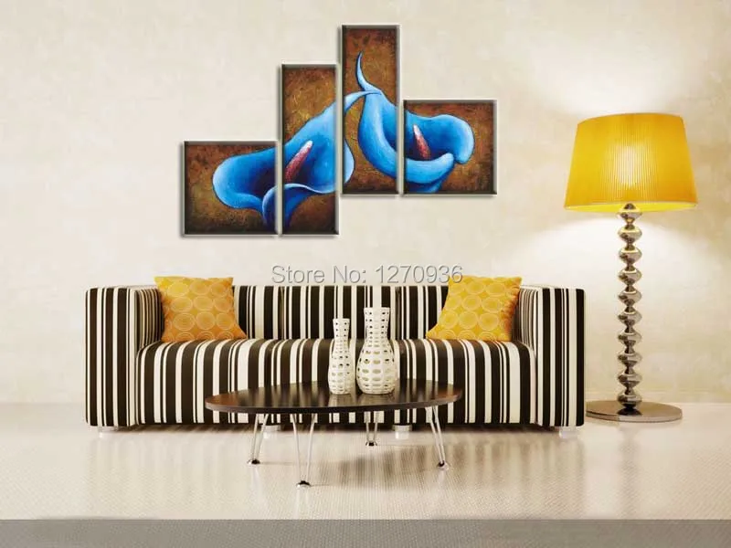 Четыре цвета черники цветы современный холст Декор картина маслом Ручная работа