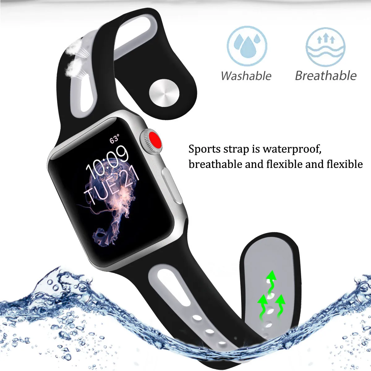 Essidi браслет из мягкой резины ремешок для Apple Watch серии 1 2 3 4 5 Smart Band Loop 38 мм 40 мм 42 мм 44 мм ремешок для Iwatch