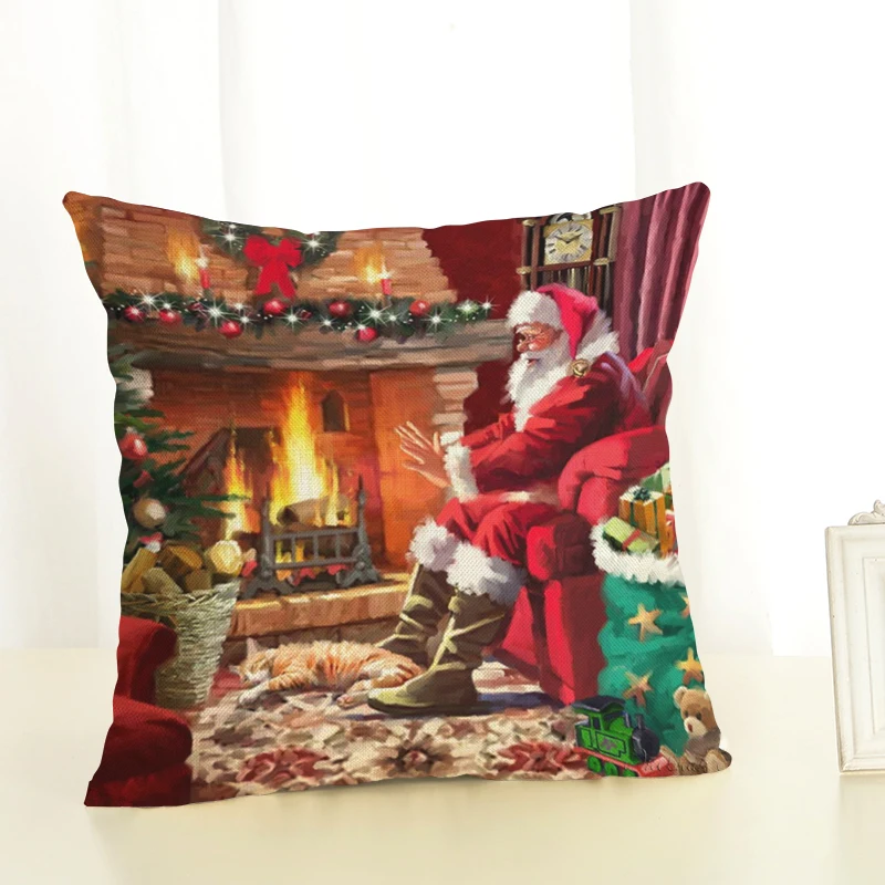 Наволочка на подушку с надписью «Merry Christmas» и надписью «Happy Day Joy», подарки на праздник, Рождественская елка, наволочка для дивана, домашний декор