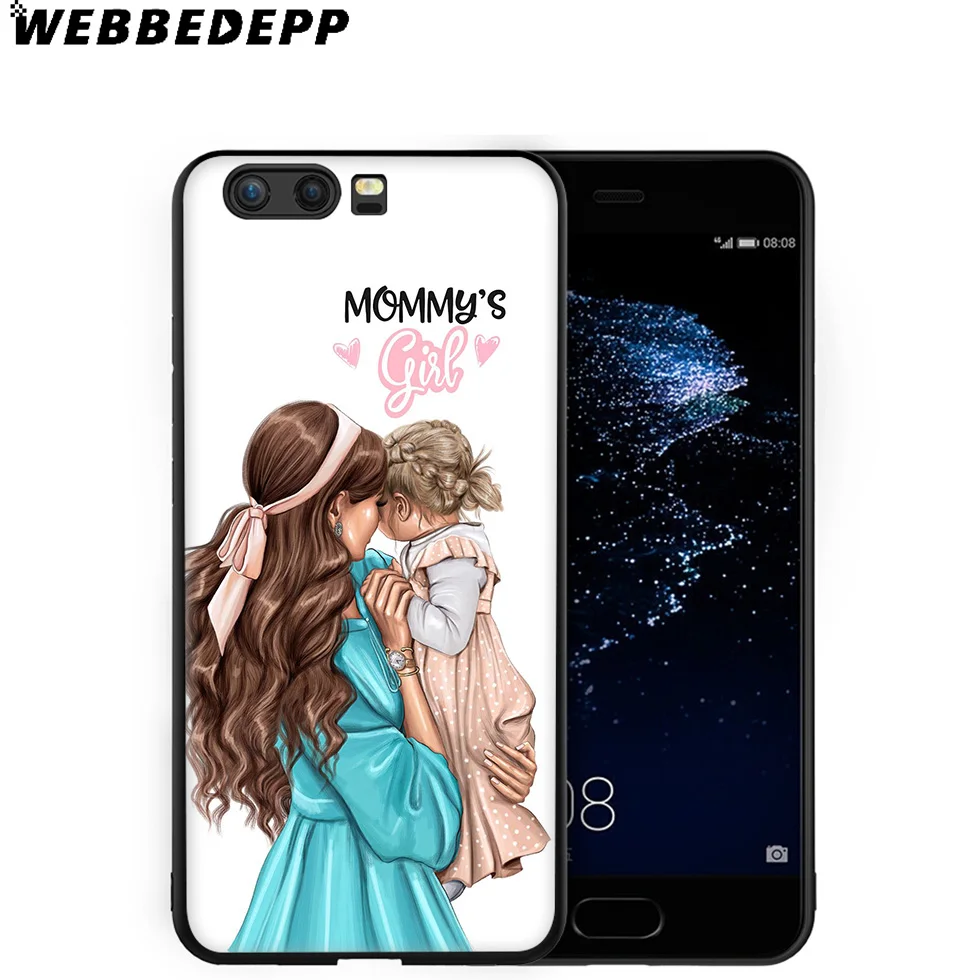 Черный коричневый мягкий чехол для мамы и дочки Huawei P8 P9 P10 P20 P30 Lite Pro P Smart Z Plus 2019 Y6