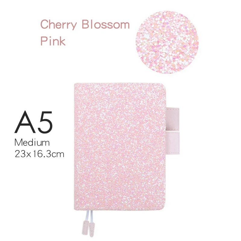 Cherry Blossom Pink А5 блокнот с 80 листами в сетке, пустые страницы, милые блестящие дневники с блестками, планировщик, канцелярские принадлежности для студентов, женщин, детей - Цвет: Cherry Blossom Pink