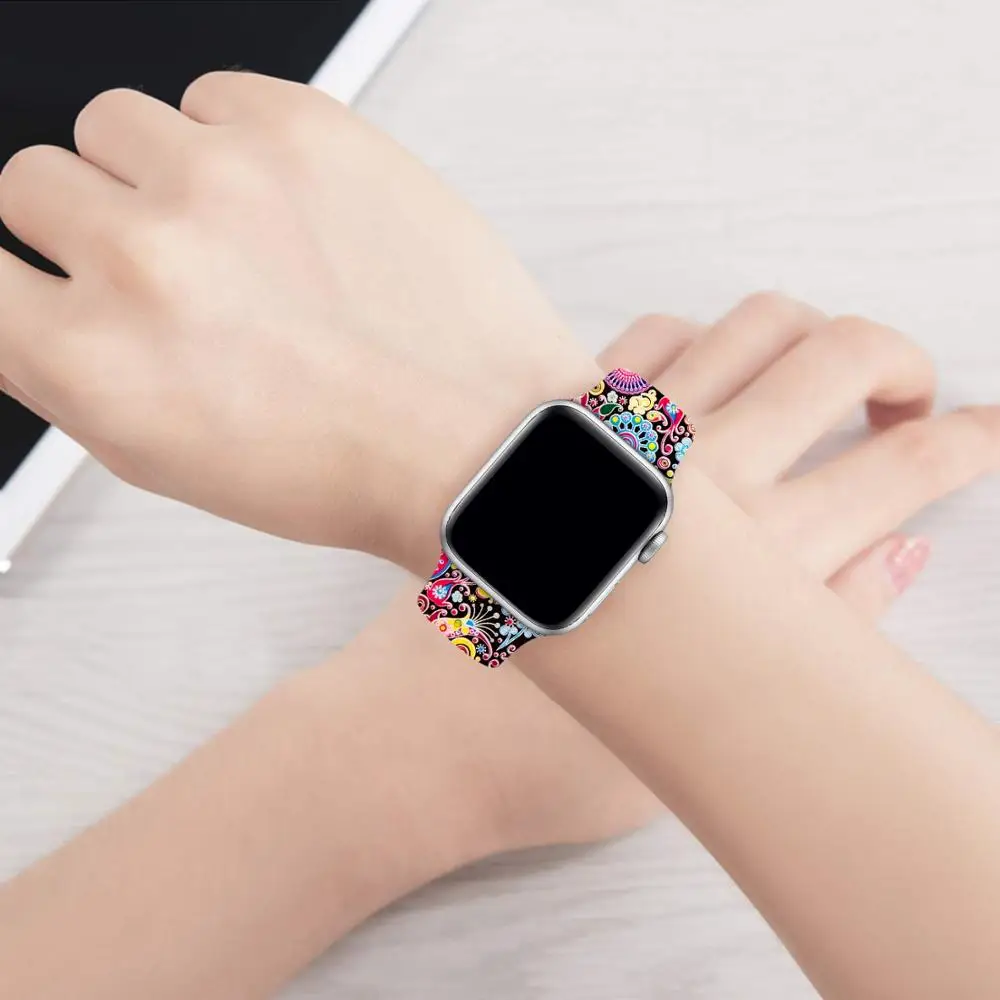 Apple Watch Band 42 мм 44 Медузы Мягкие силиконовые с рисунком Браслет замена ремешок для